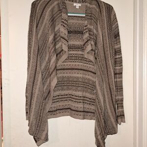 J. Jill Geometric Patterned Cardigan in Brown and Black